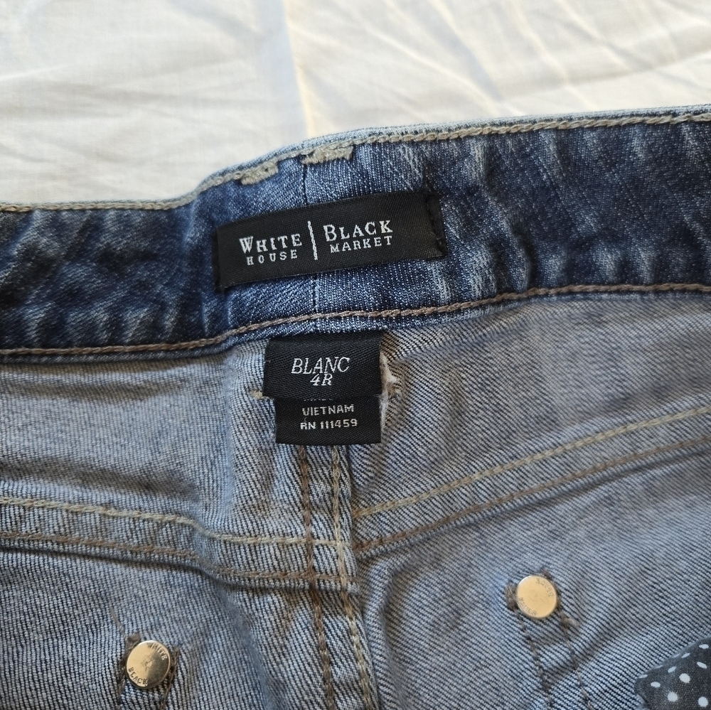 White House Black Market Blanc denim Y2K flare leg jeans 4R - Picture 7 of 14